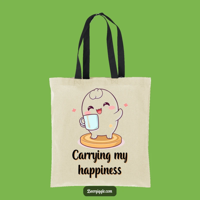 Funny Kawaii Coaster Tote Bag: Happy Spinning Character Tote for a Chic Gift