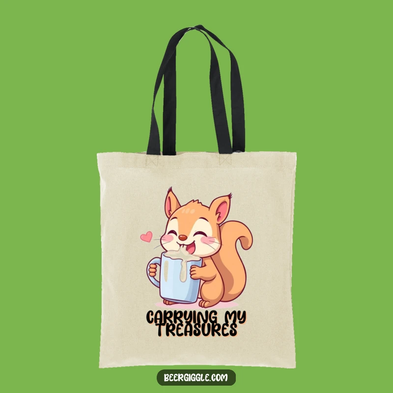 Funny Kawaii Squirrel Chugging Tote Bag - Carry Your Laughs in Style!