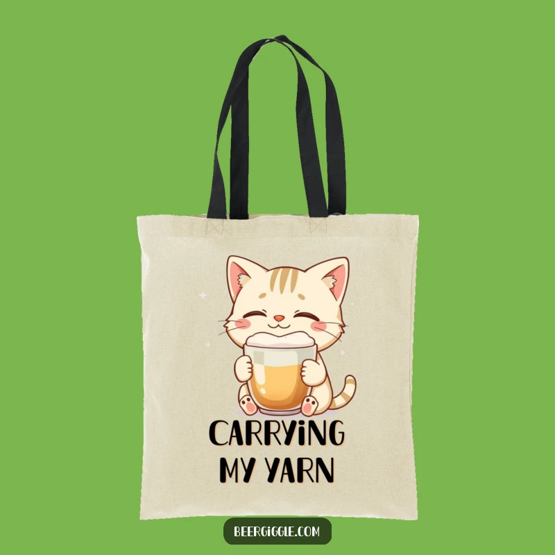 Funny Cat Tote Bag - Smiling Feline Brew Accessory for Daily Errands