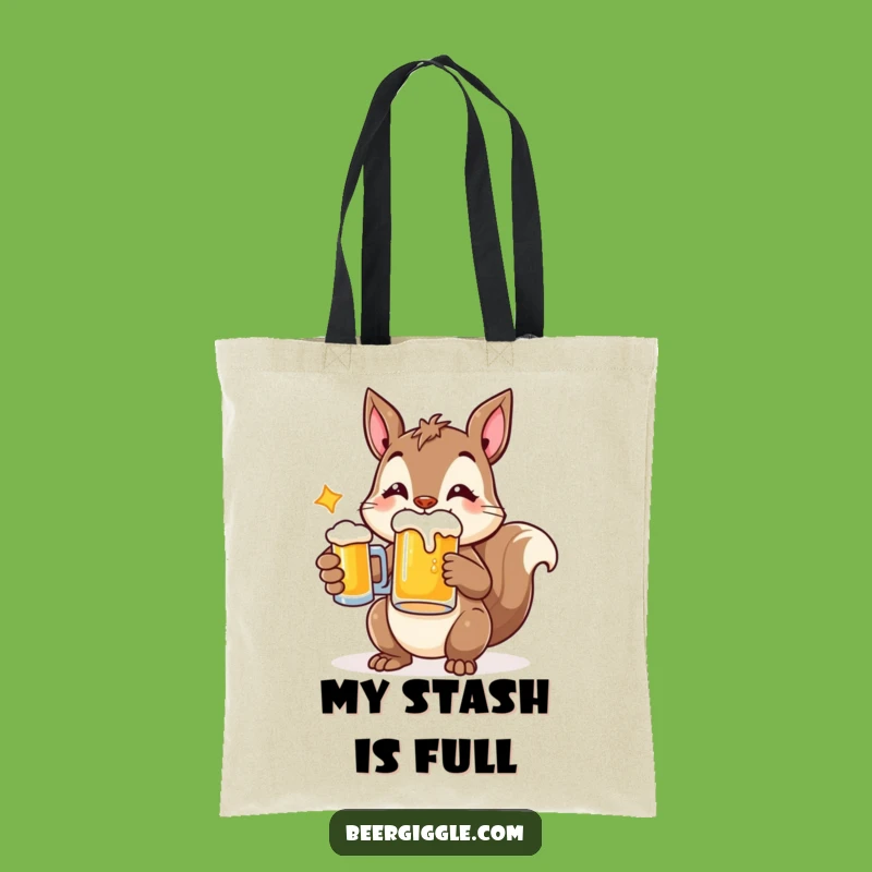 Funny Cheerful Squirrel Beer Tote Bag - Carry Your Goodies and Giggles!