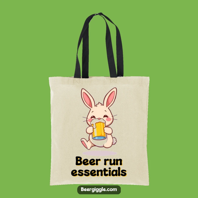 Funny Rabbit Hopping Beer Tote Bag: Carry Your Laughs in Style