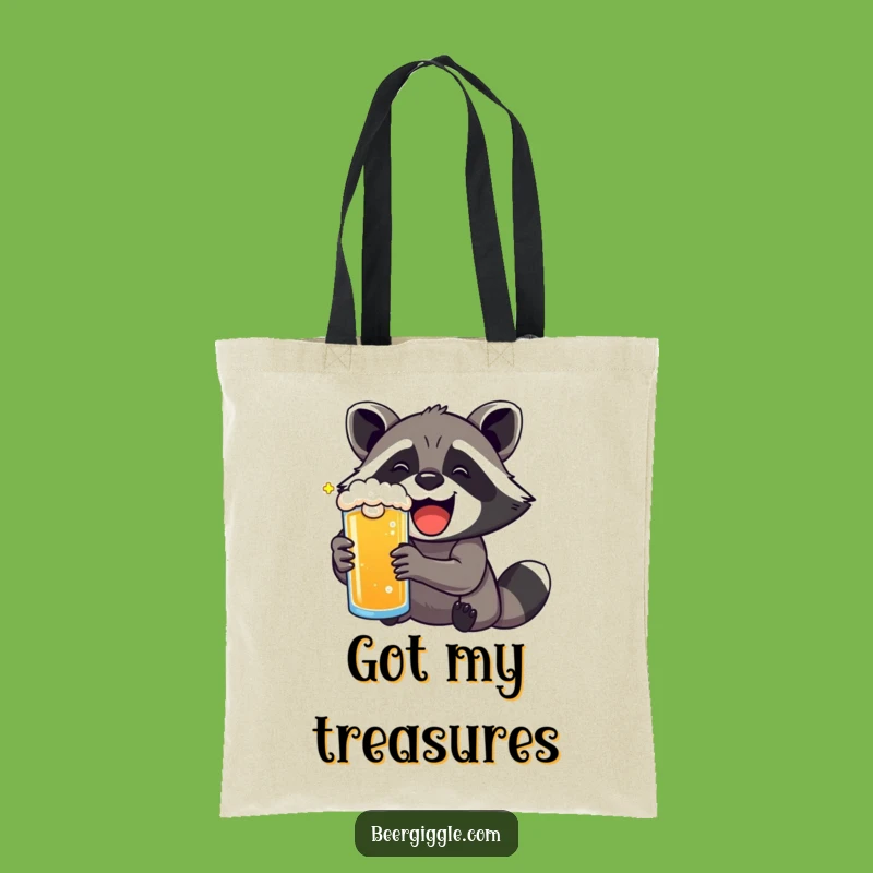 Funny Kawaii Raccoon Beer Delight Tote Bag: Carry Your Cheer